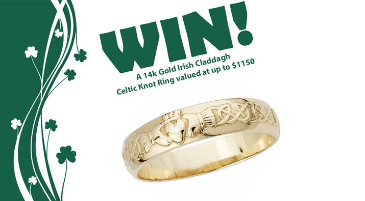 14K Gold Irish Claddagh + Celtic Knot Ring Giveaway