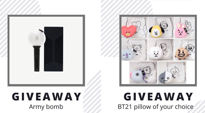 BTS ARMY Bomb + BT21 Pillow Giveaway
