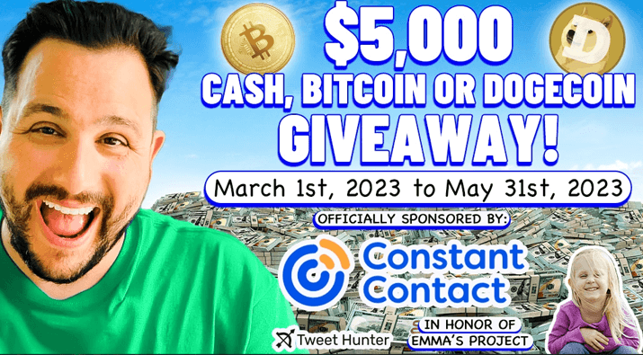 $5000 CASH or Bitcoin or Dogecoin Giveaway