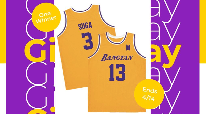 BTS Bangtan Suga LA Basketball Jersey Giveaway
