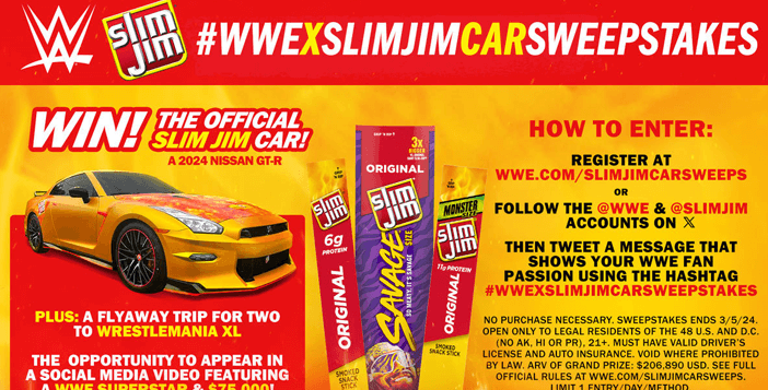 WWE Trip & Slim Jim Car Giveaway