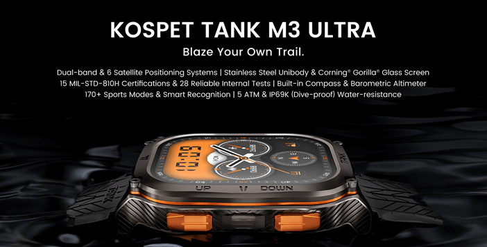 Kospet Tank M3 Ultra Smart Watch Giveaway