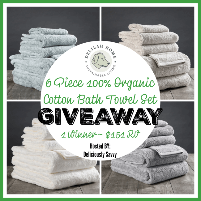 Delilah Home 100% Organic Cotton Bath Towel Set Giveaway