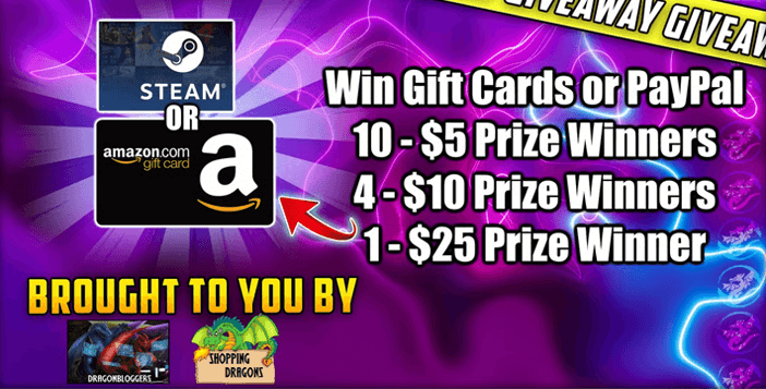 Amazon Gift Card or Steam Gift Card or PayPal Giveaway