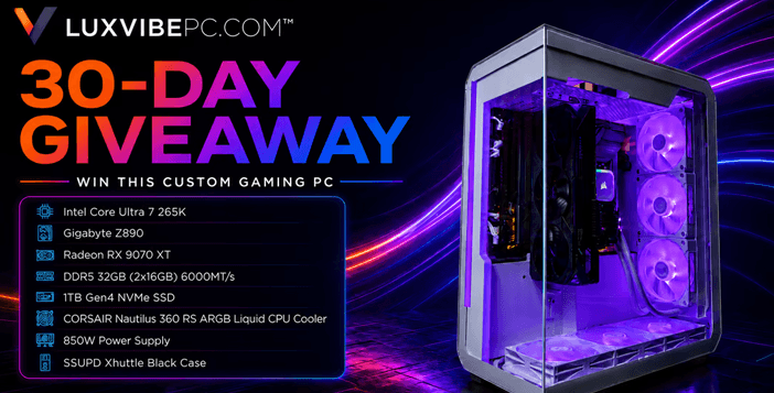 Luxvibe PC 30-Day Gaming PC Giveaway