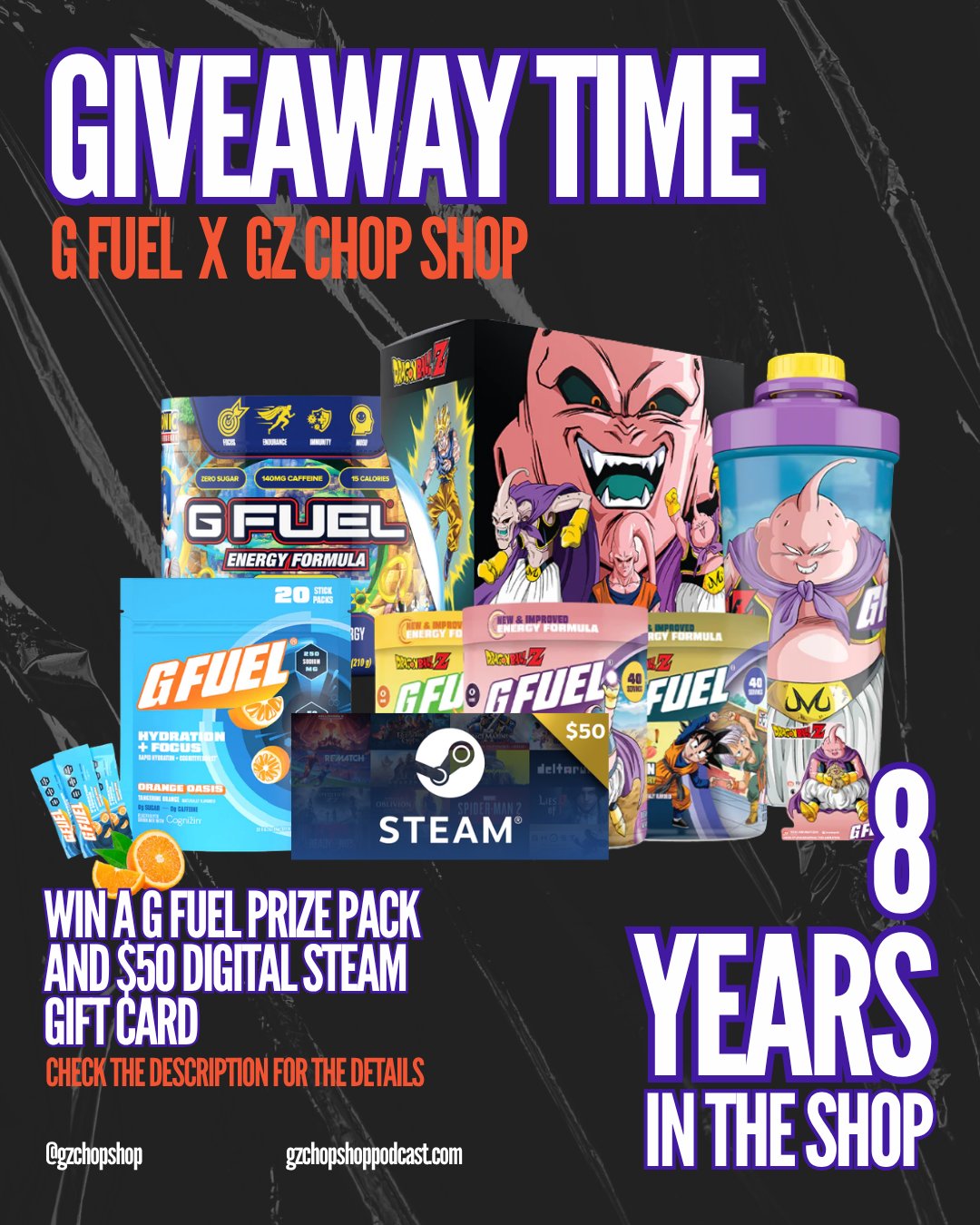 G FUEL Prize Pack + $50 Steam Gift Card Giveaway