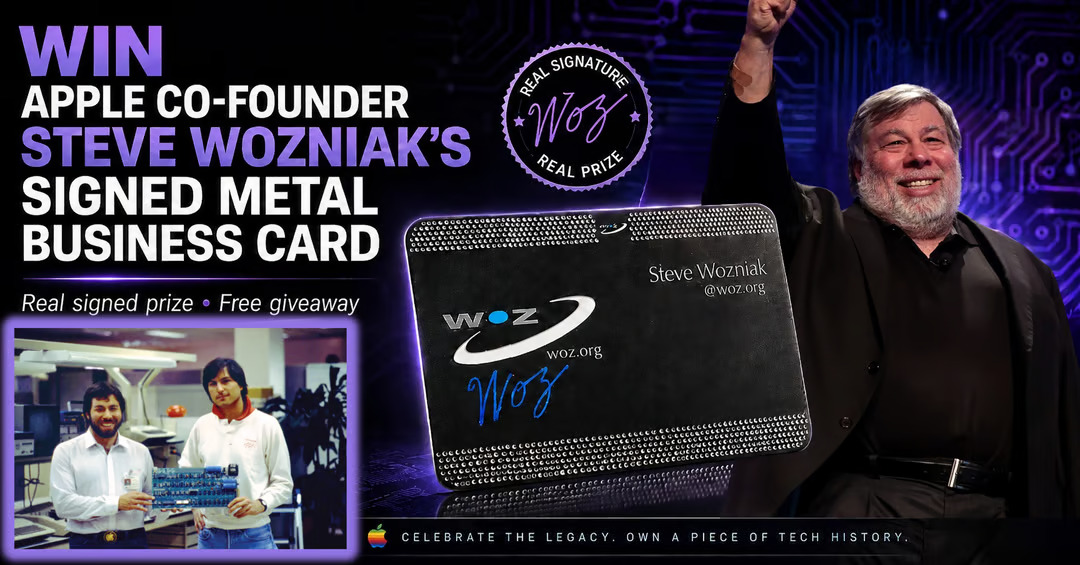 Steve Wozniak’s Signed Metal Business Card Giveaway