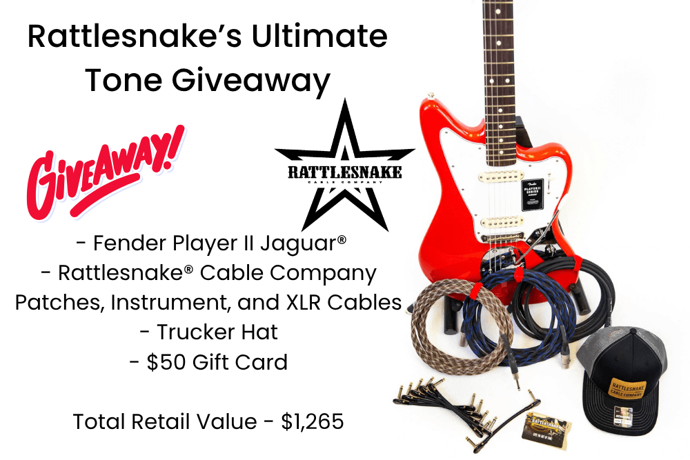 Fender Player II Jaguar Guitar and Rattlesnake Cable Company Cables Giveaway
